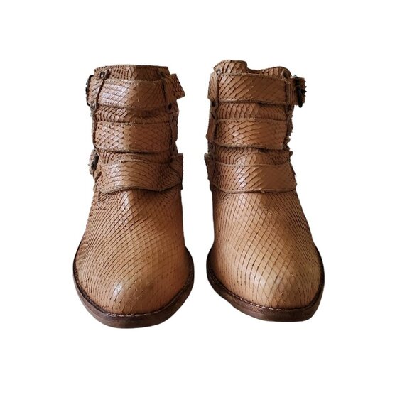 Matisse Bobbie Cognac Snake Embossed Distressed Leather Bootie - Picture 6 of 13